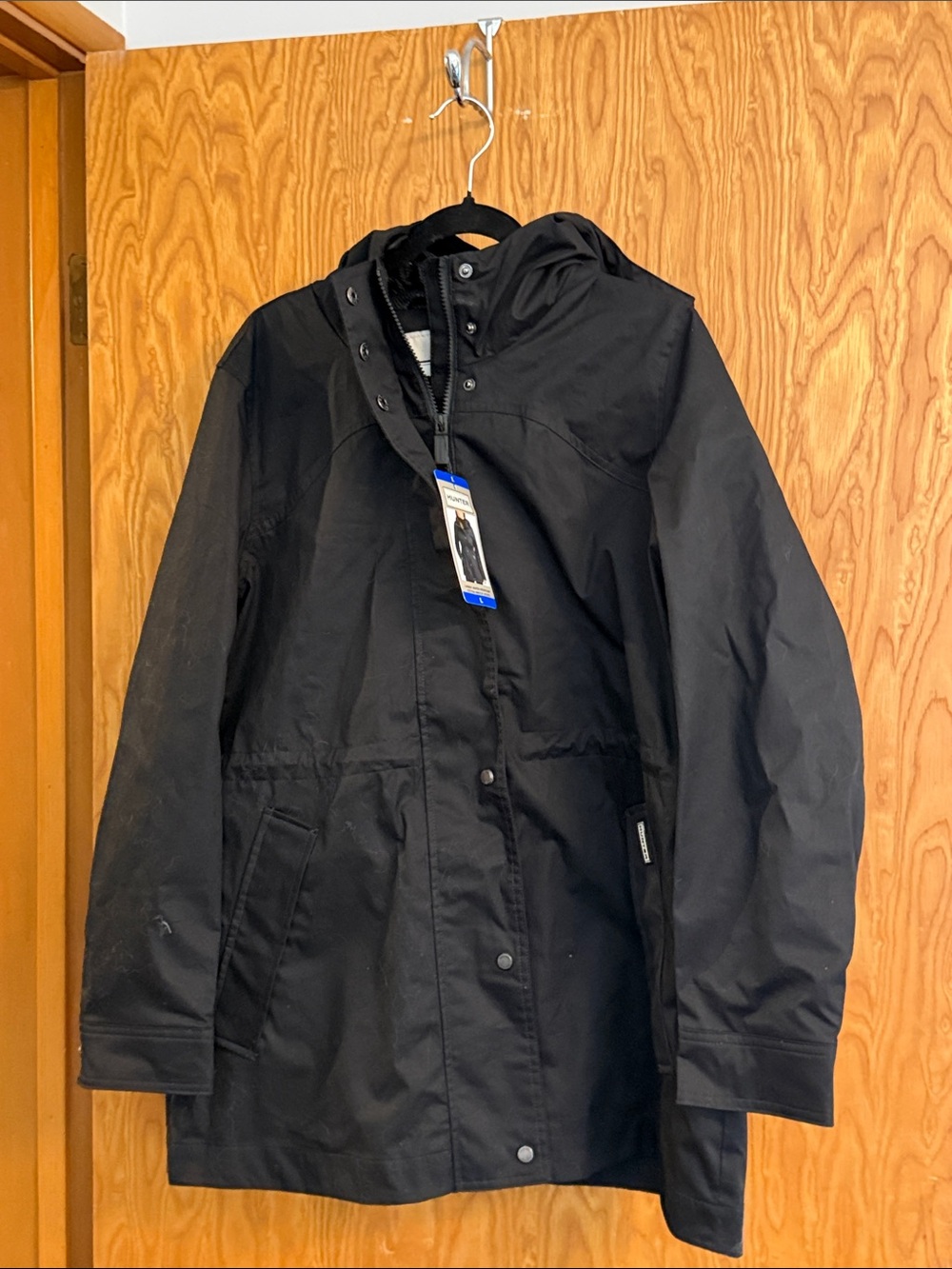 Hunter Men's Black Hooded Raincoat
